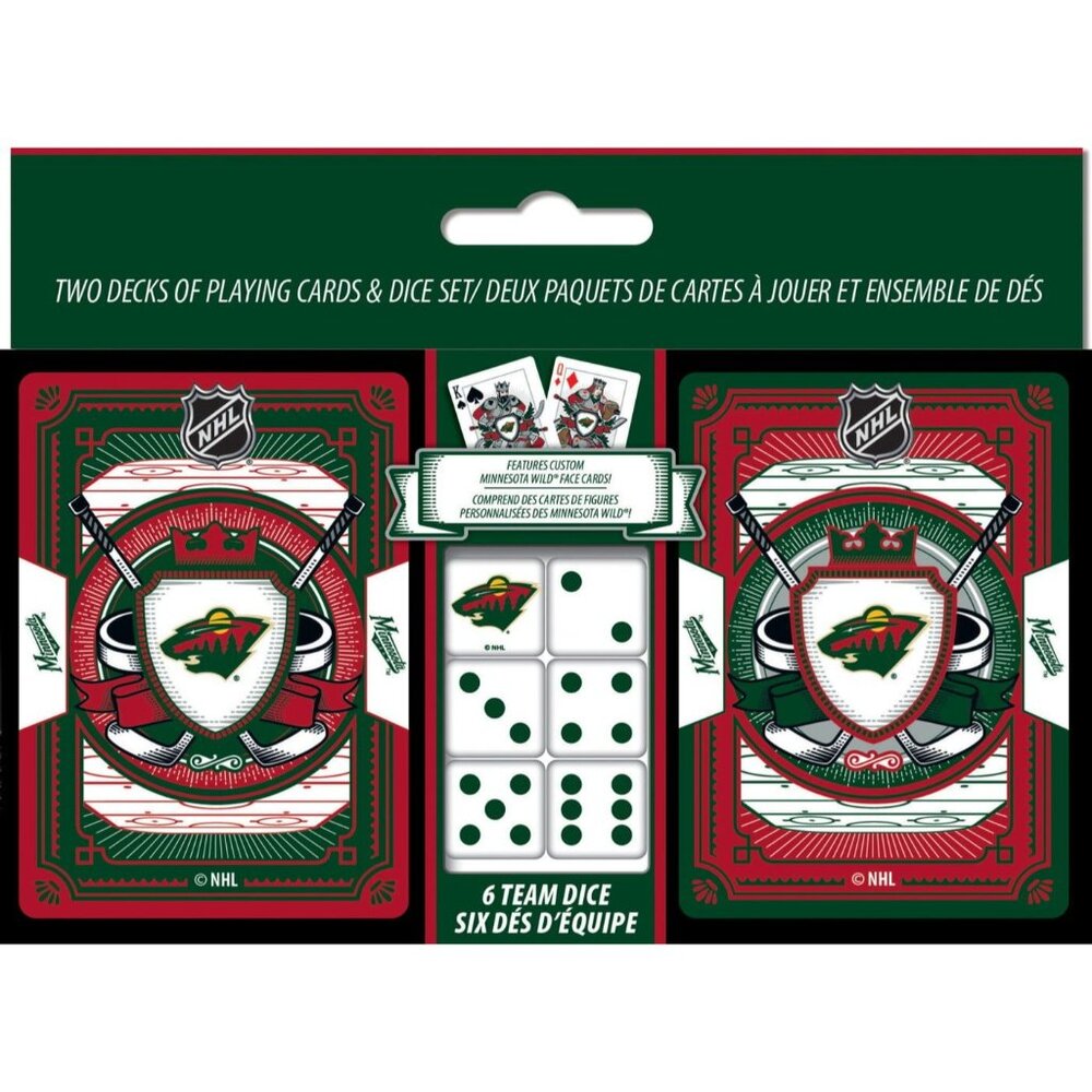 NHL Minnesota Wild Two Decks Of Playing Cards & Dice Set - Officially Licensed - Picture 1 of 2